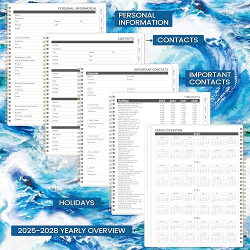 Vindora 2025-2028 Monthly Planner/Calendar - Jul 2025 - Jun 2028, 3 Year Monthly Planner (36 Months) with Tabs ＆ Two-Side Pockets, 9" x 11", Twin-Wire Binding, Celebrity Quotes, Great for Long-Term Planning - Image 4