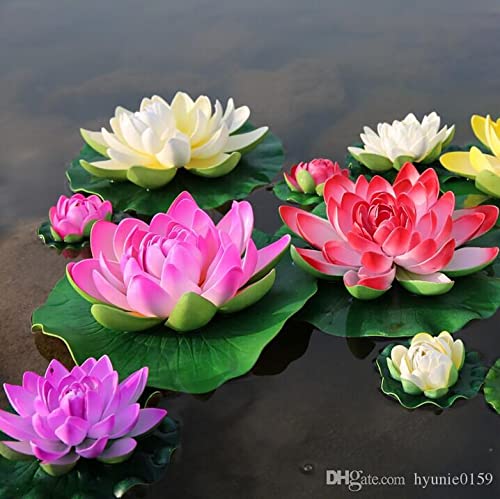 Coolkart Coolkart Artificial Foam Floating Lotus Flower with Rubber Leaf Set of 3 17 Cm Diameter Multicolor  - Image 3