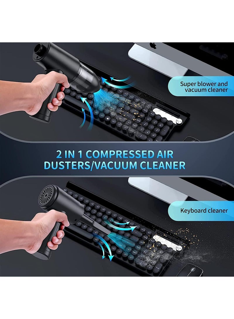 Arabest Compressed Air Duster, Electric Air Duster and Vacuum 2 in 1, 3-Gear to 91000RPM, 7600mAh Cordless Duster Replaces Air Cans /Pump for Computer Keyboard Camera Car Home Cleaning - Image 5