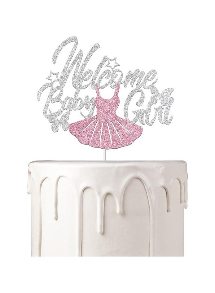 Welcome Baby Girl Cake Topper  Cake Decorations for Girl, Baby Girl Cake Topper, for /Baby Birthday Party/Baby Party Photo Booth Props