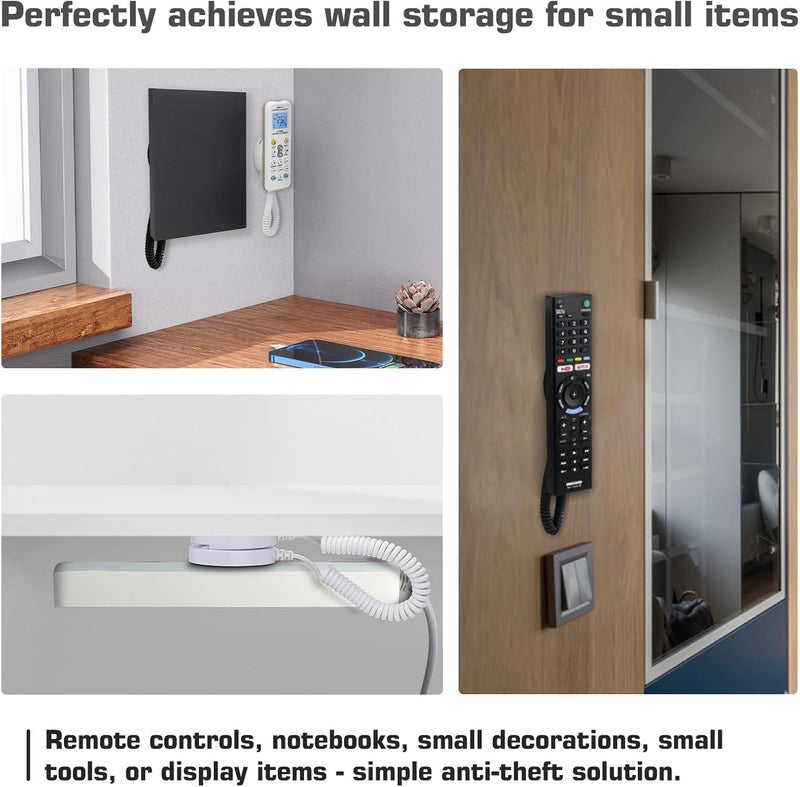 WALLFID 2-Pack Magnetic Remote Control Holders with Spring Ropes - Safely Secure Remotes & Small Items, Wall-Mount with Adhesive, Anti-Loss, Rapid Adsorption, Extendable Spring (White 43 inch, 2 Pack) - Image 5