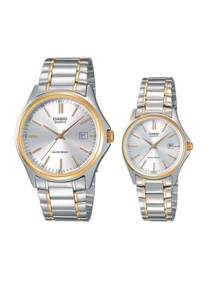 CASIO Men Water Resistant Stainless Steel Analog Watch Set MTP/LTP-1183G-7A - Image 1