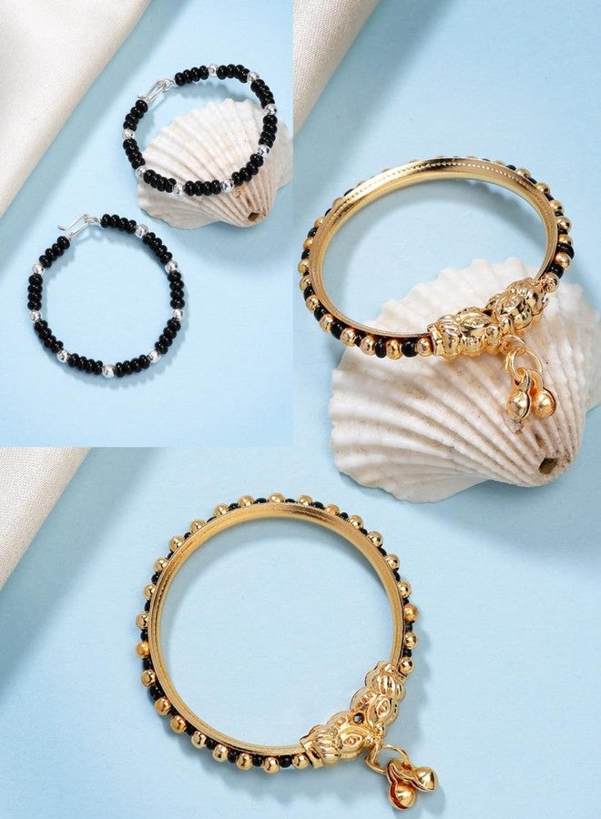 NVR Kids Pair of 2 Rhodium-Plated Artificial Beads Nazariya Kada Bracelet - Image 2
