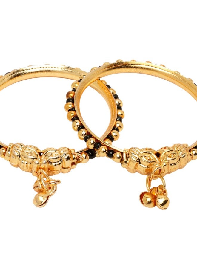 NVR Kids Pair of 2 Rhodium-Plated Artificial Beads Nazariya Kada Bracelet - Image 1