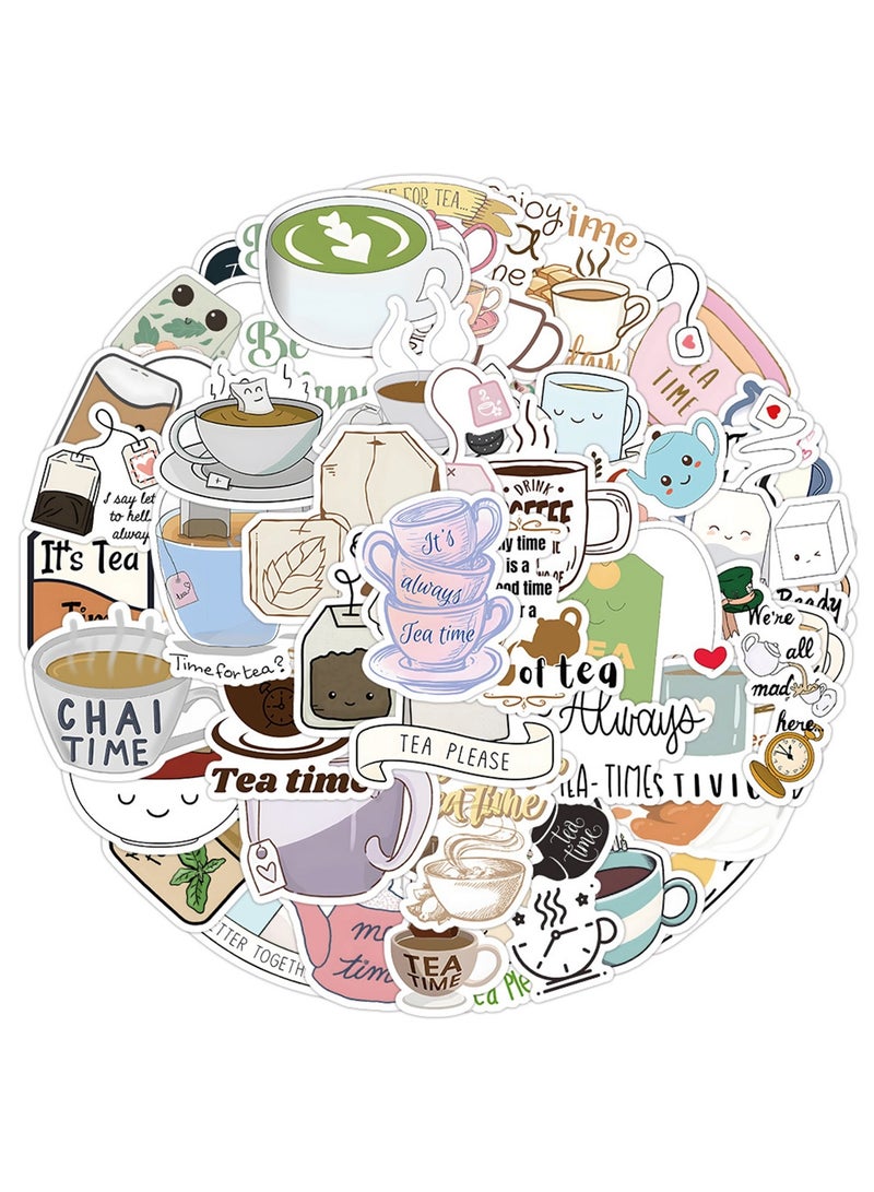 Tea Stickers 50Pcs, Waterproof Vinyl Decals for Water Bottles Laptop Luggage Cup Computer Mobile Phone Skateboard - Image 3