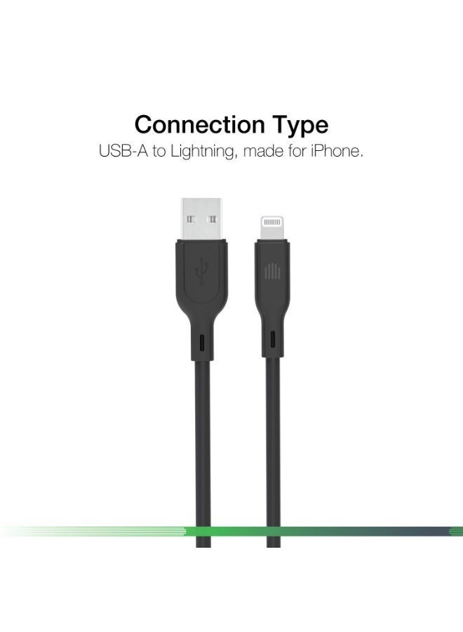 DVICED USB-A to lightning Charging & Data transfer 1.25m silicone cable  - Black - Image 2