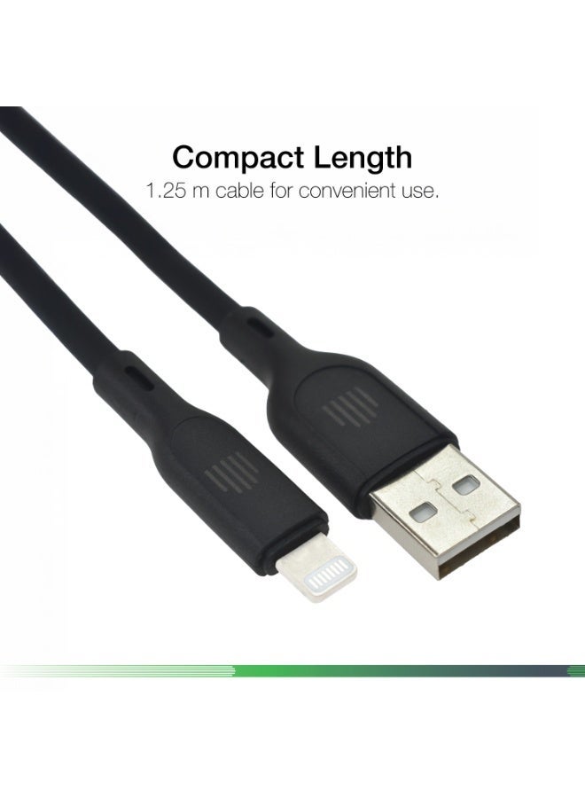 DVICED USB-A to lightning Charging & Data transfer 1.25m silicone cable  - Black - Image 3