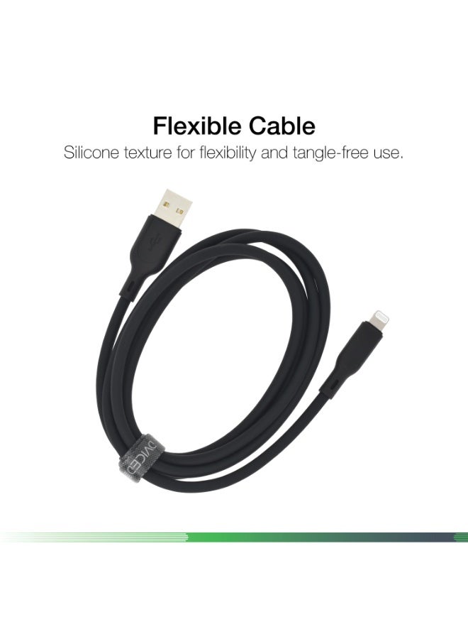 DVICED USB-A to lightning Charging & Data transfer 1.25m silicone cable  - Black - Image 4