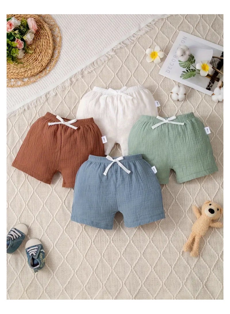 3 Pieces Baby Boys Pure Cotton Muslin Short Toddler Shorts - Image 2