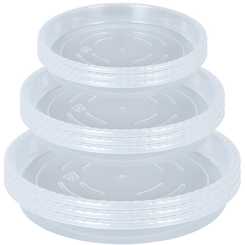 OVZILKI 9 Pack of Clear Plant Saucer 6 8 10 inch, Plastic Flower Plant Pot Saucer, Heavy Duty Plant Drip Trays Saucers for Indoor, Plant Water Tray for Planters - Image 1