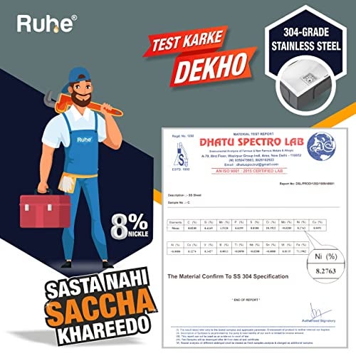 RUHE® Jet Hands-Free Spray | 304 Stainless Steel- Toilet Bidet | Flat Nozzle | Jet Spray with 1 Meter Heavy PVC Hose | Glossy Finish - Image 5