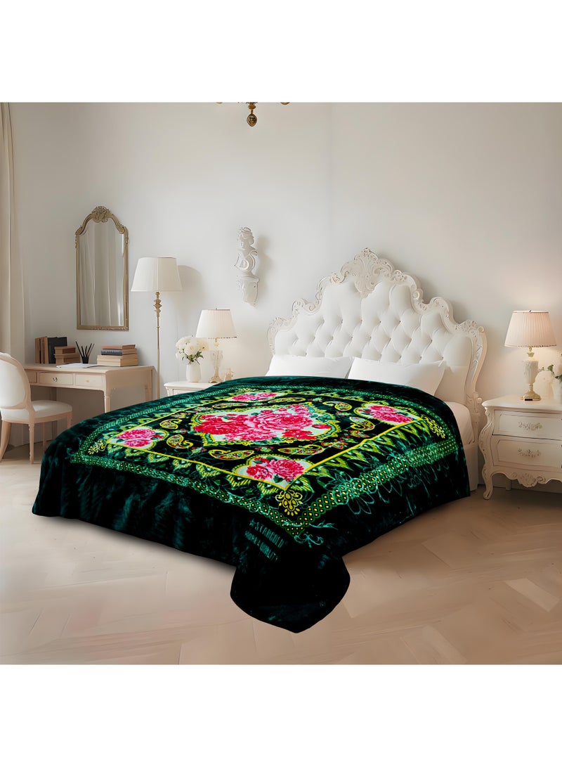 ستارجولد بطانية راشيل بريميوم 200×240 سم، تصميم 8، مكونة من طبقتين، ناعمة للغاية ودافئة، ثقيلة الوزن، فاخرة، منقوشة بنقشة زهور، مناسبة للشتاء وجميع الفصول، لحاف من الفلانيل مضاد للحساسية، قابل للتهوية، غطاء سرير مريح للغاية، متين، مقاوم للبهتان، عبوة هدايا أنيقة