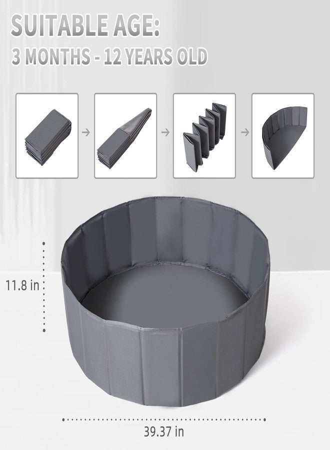 TRENDPLAY حوض كرات للأطفال الصغار والرضع والكلاب والقطط، خيمة لعب قابلة للطي مع حوض كرات، حوض كرات للزحف مع حقيبة تخزين، هدية مفاجئة للأولاد والبنات في المهرجانات (الكرات غير متضمنة)، رمادي - Image 3