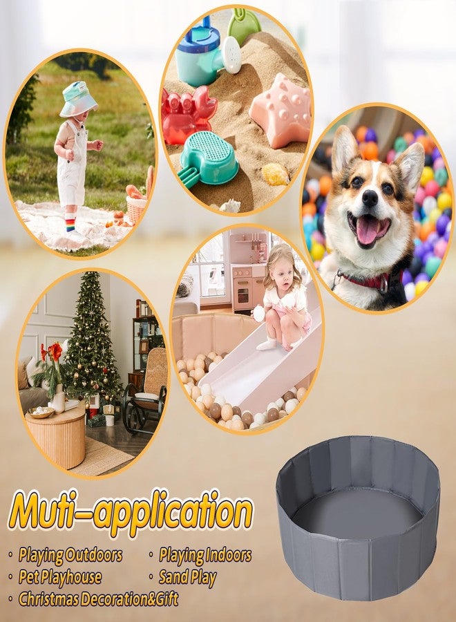 TRENDPLAY حوض كرات للأطفال الصغار والرضع والكلاب والقطط، خيمة لعب قابلة للطي مع حوض كرات، حوض كرات للزحف مع حقيبة تخزين، هدية مفاجئة للأولاد والبنات في المهرجانات (الكرات غير متضمنة)، رمادي - Image 4