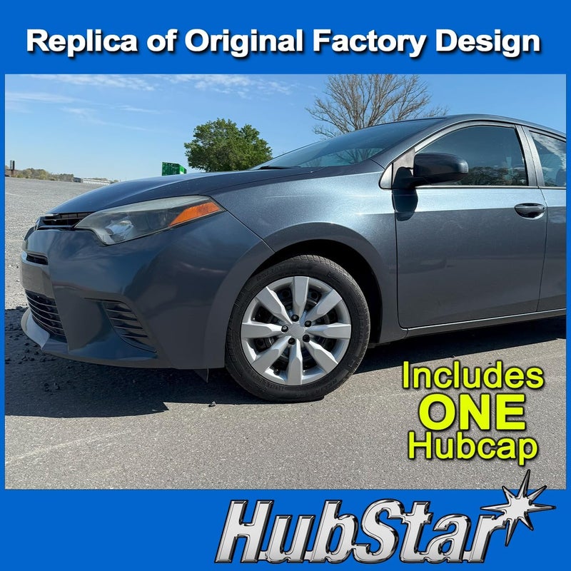 HubStar Replacement Hubcap for Toyota Corolla 2014-2016, 16-inch Silver Wheel Cover - Image 2