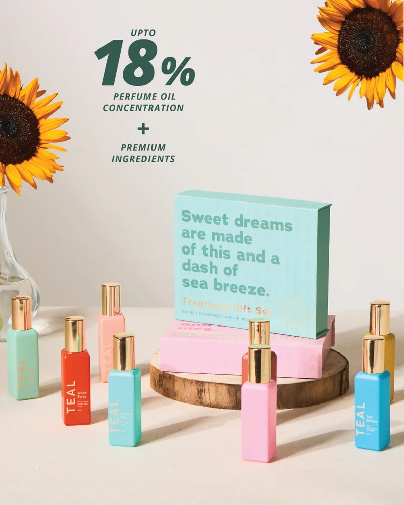 Chumbak  Teal by Chumbak | Wanderlust Perfume Gift, Set of 4 for Women | Best Price UAE
