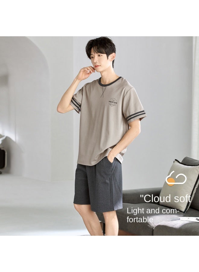 Top melon Athletic Style 100% Comfort Cotton】men's Summer Casual Short-sleeve Pajamas, Wearable As Loungewear - Image 2