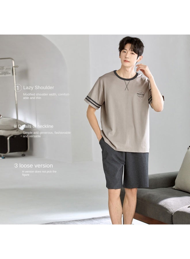 Top melon Athletic Style 100% Comfort Cotton】men's Summer Casual Short-sleeve Pajamas, Wearable As Loungewear - Image 5