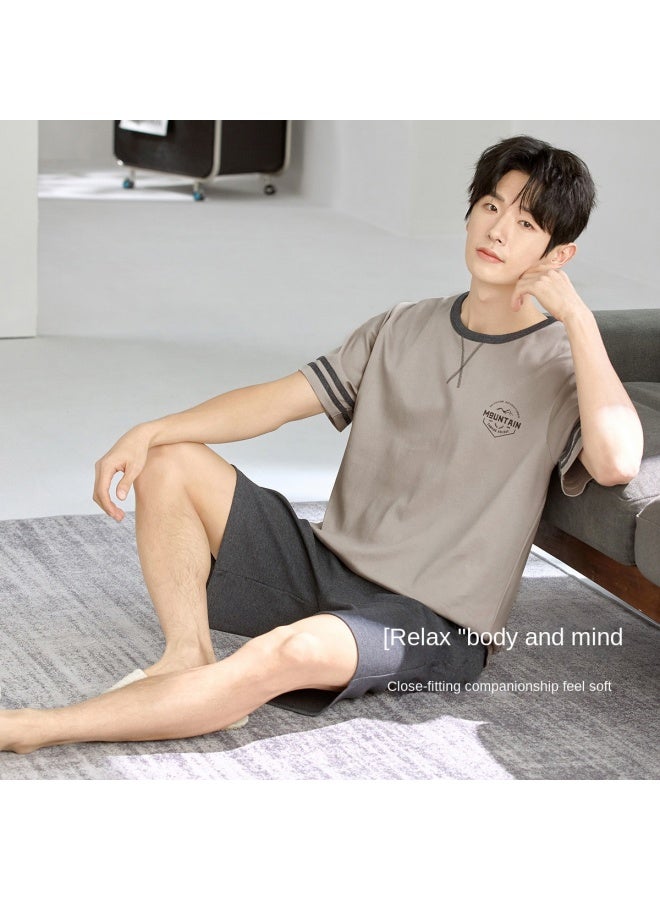 Top melon Athletic Style 100% Comfort Cotton】men's Summer Casual Short-sleeve Pajamas, Wearable As Loungewear - Image 3