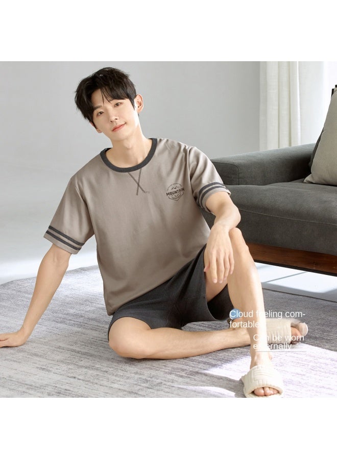 Top melon Athletic Style 100% Comfort Cotton】men's Summer Casual Short-sleeve Pajamas, Wearable As Loungewear - Image 4
