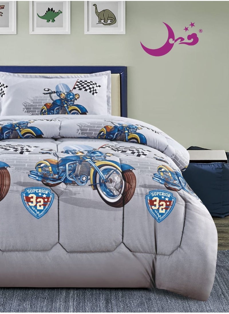 Moon - Evil Moose Comforter Set Kids Soft and Fluffy Medium Fill 3 Piece Reversible Bedding Set One Size for Boys Girls Modern Print and Double Side Stitched Pattern Soft and Breathable - Image 1