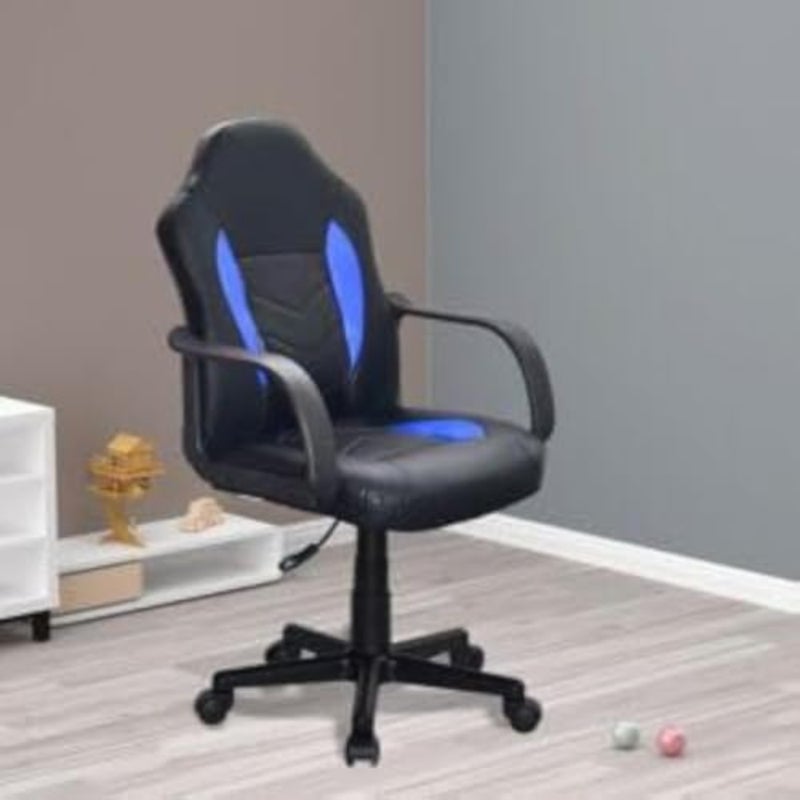 Gaming chair for home office use, PVC foam material, black and blue color, ergonomic design with breathable mesh backrest - Image 5