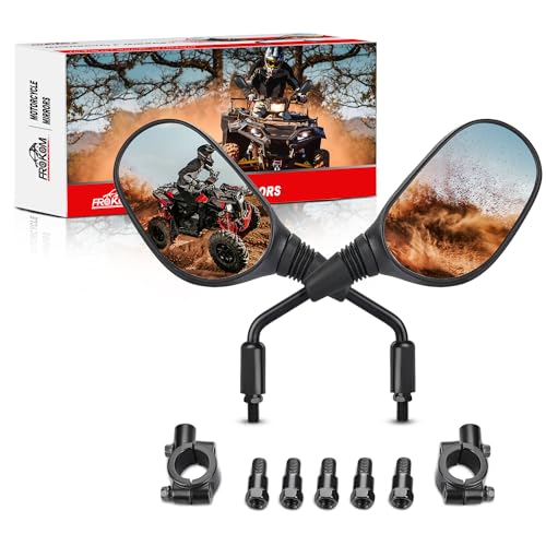 Frokom Motorcycle Mirrors ATV Mirrors with 360 Degree BallType pivot and 78 Handlebar Mount for Snowmobile Scooter Moped Dirt Bike polaris dirt bike 8mm 10mm adapter nuts - Image 1