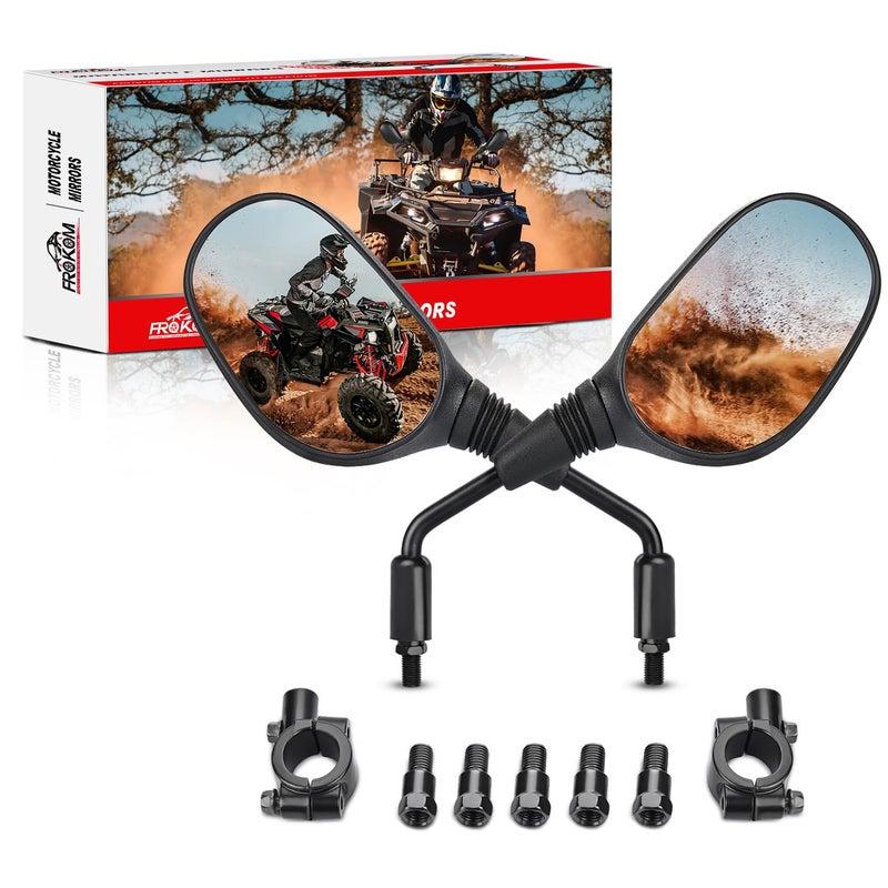 Frokom Motorcycle Mirrors ATV Mirrors with 360 Degree BallType pivot and 78 Handlebar Mount for Snowmobile Scooter Moped Dirt Bike polaris dirt bike 8mm 10mm adapter nuts - Image 3
