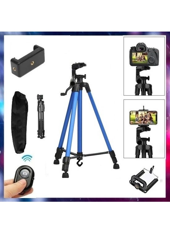 Aluminum Tripod with Spirit Level for Mobile Phone 140 cm 3366 + Remote Bluetooth Control + Extra Clip Tripod Mount