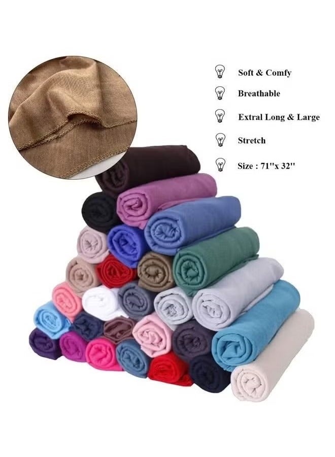 Black Hair Wrap For Women Long Stretch Jersey Head Scarf Summer Breathable Lightweight Turban Solid Color - Image 4