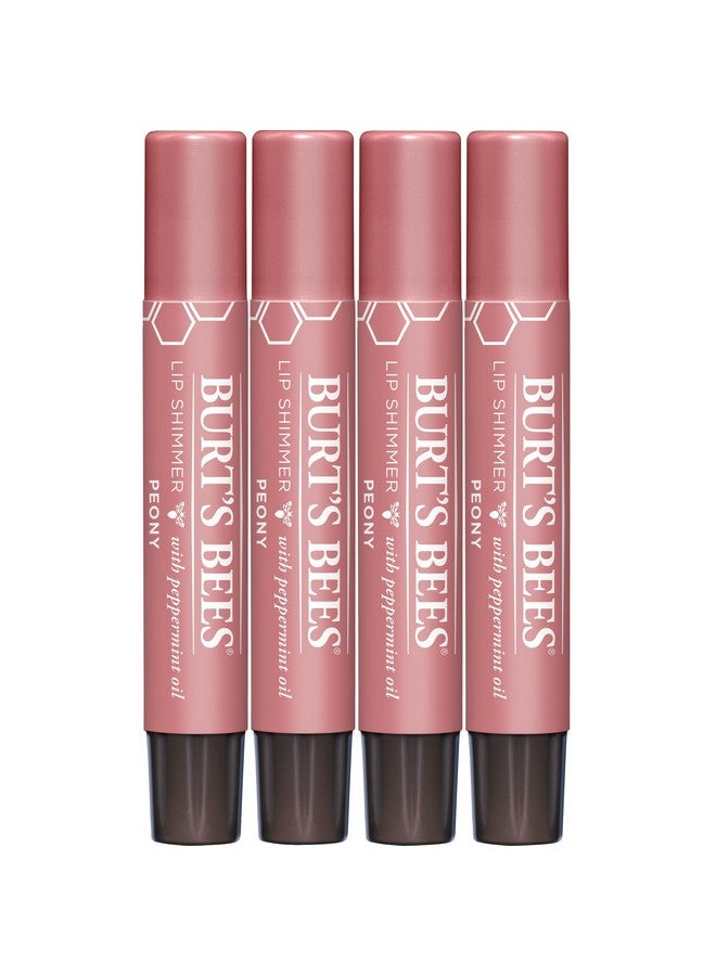 بيرتس بيز مجموعة أحمر الشفاه اللامع من Burt's Bees، زيت شفاه لامع، مرطب لترطيب يدوم طوال اليوم مع لمسة نهائية طبيعية لامعة ولون قابل للبناء، لون الفاوانيا (عبوة من 4 قطع) - Image 1