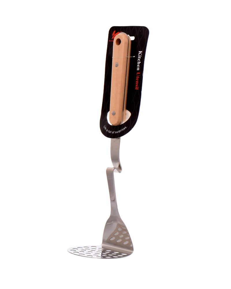 Kitchen Utensil Stainless Steel Perforated Spoon with Wooden Handle, Large Skimmer Ladle - Image 3