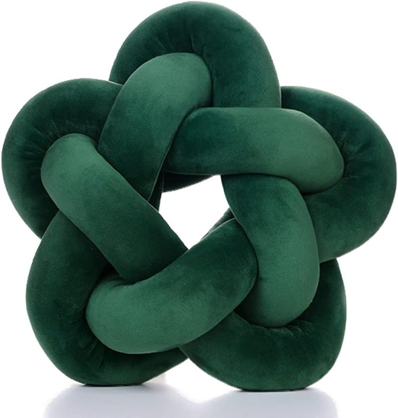 Wadser Knot Plush Throw Pillow Kids Handmade Knotted Star Pillow Soft Sofa Lumbar Cushion Stuffed Cushion Home Office Children Room Decor, Emerald Green - Image 1