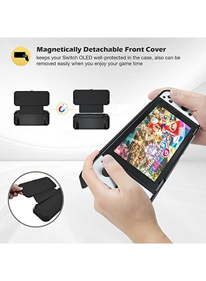 Procases ProCase Flip Cover for Nintendo Switch OLED Model 2021 | Magnetically Detachable Front Shell, Includes 2 Screen Protectors, Protective Case - Black - Image 4