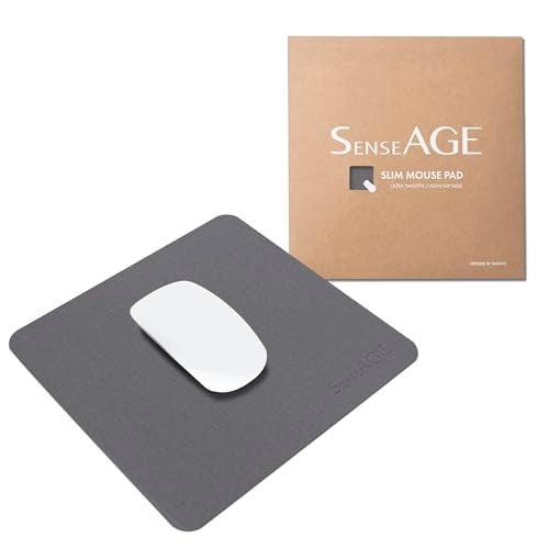 SenseAGE Slim Mouse Pad for Home/Office, Portable Mouse Mat for Computer & Laptop, Fabric Style Vegan Leather, Non-Slip Base, Compatible with Laser and Optical Mouse, 8.66” x 8.66” (Dark Grey) - Image 1