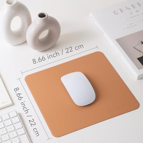 SenseAGE Slim Mouse Pad for Home/Office, Portable Mouse Mat for Computer & Laptop, Fabric Style Vegan Leather, Non-Slip Base, Compatible with Laser and Optical Mouse, 8.66” x 8.66” (Dark Grey) - Image 3