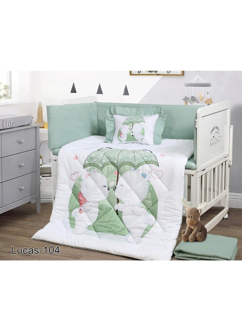 5-piece newborn bed sheet with barriers - multi-colored