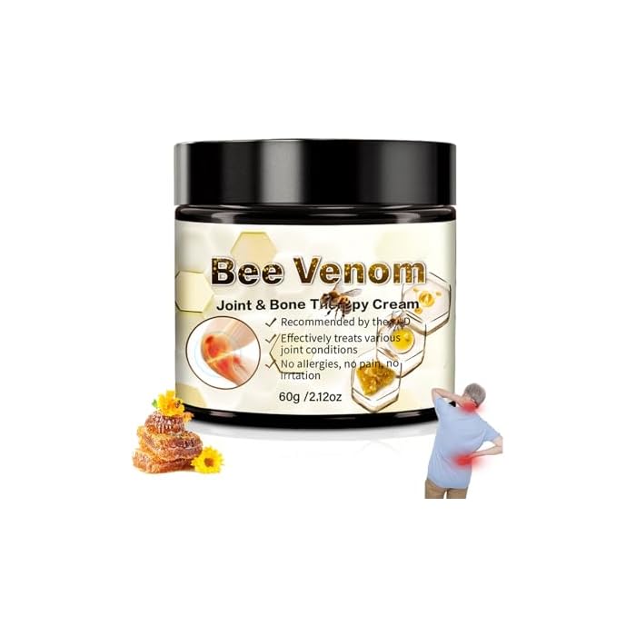 Bee Venom Skin Treatment Cream – Bee Venom Cream for Muscles & Joints with Hyaluronic Acid, Soothing Massage for Tired Skin, 60g