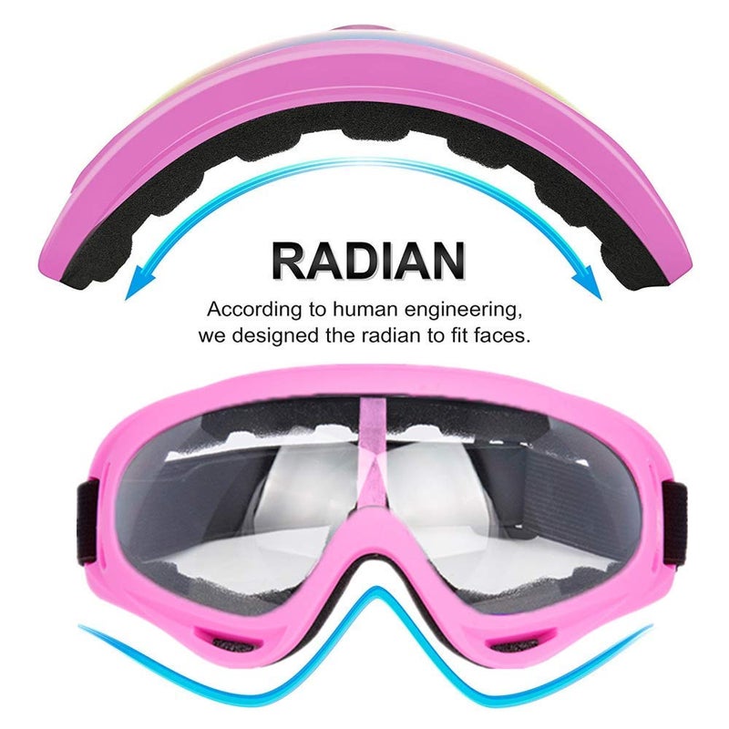 LJDJ Motorcycle Goggles,2 Pack Dirt Bike ATV Motocross Riding Hiking Protective with 2 Pack Neck Breathable Bandana Mask (Pink+Mask) - Image 3