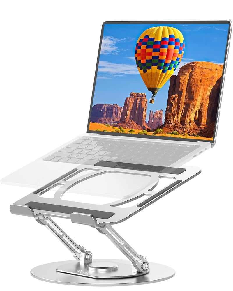Mercase Adjustable Laptop Stand with 360 Rotating BaseFoldable Laptop Riser for Desk Compatible with MacBook ProAir Notebook 10 to 16 Inches Sliver - Image 1