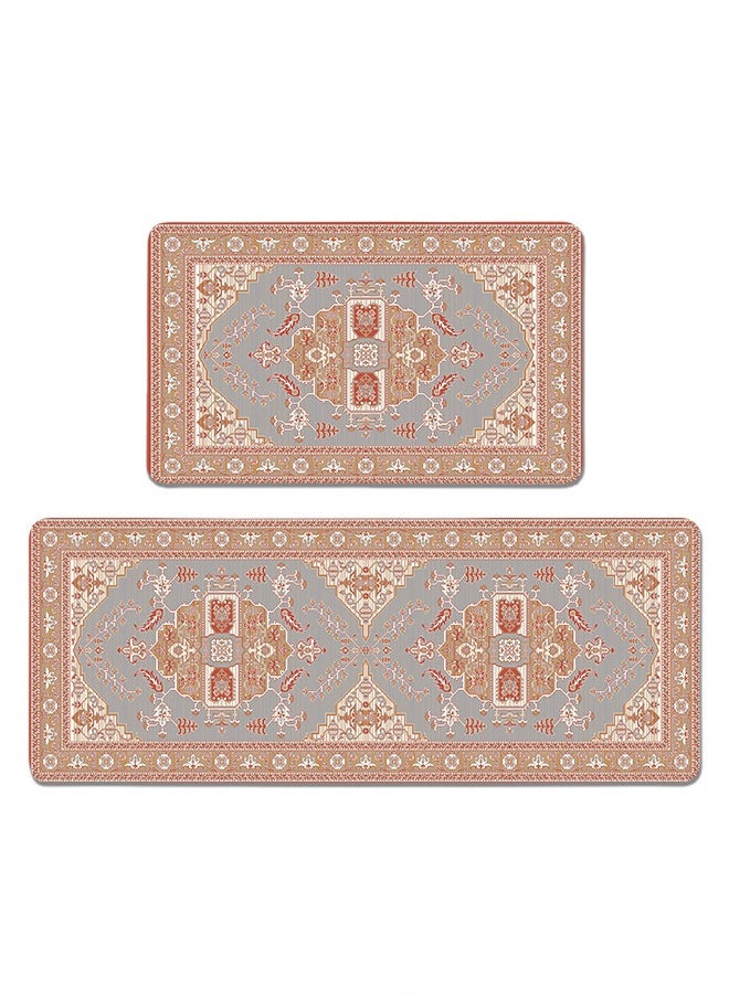 Generic 2 PCS Kitchen Floor Mats Rugs Set, Cushion Floor Carpet, Waterproof, Oil Resistant and Anti-Fatigue PU Standing Mat for Kitchen, Floor, Office, Sink, Laundry 45*75CM+45*120CM  - Image 1