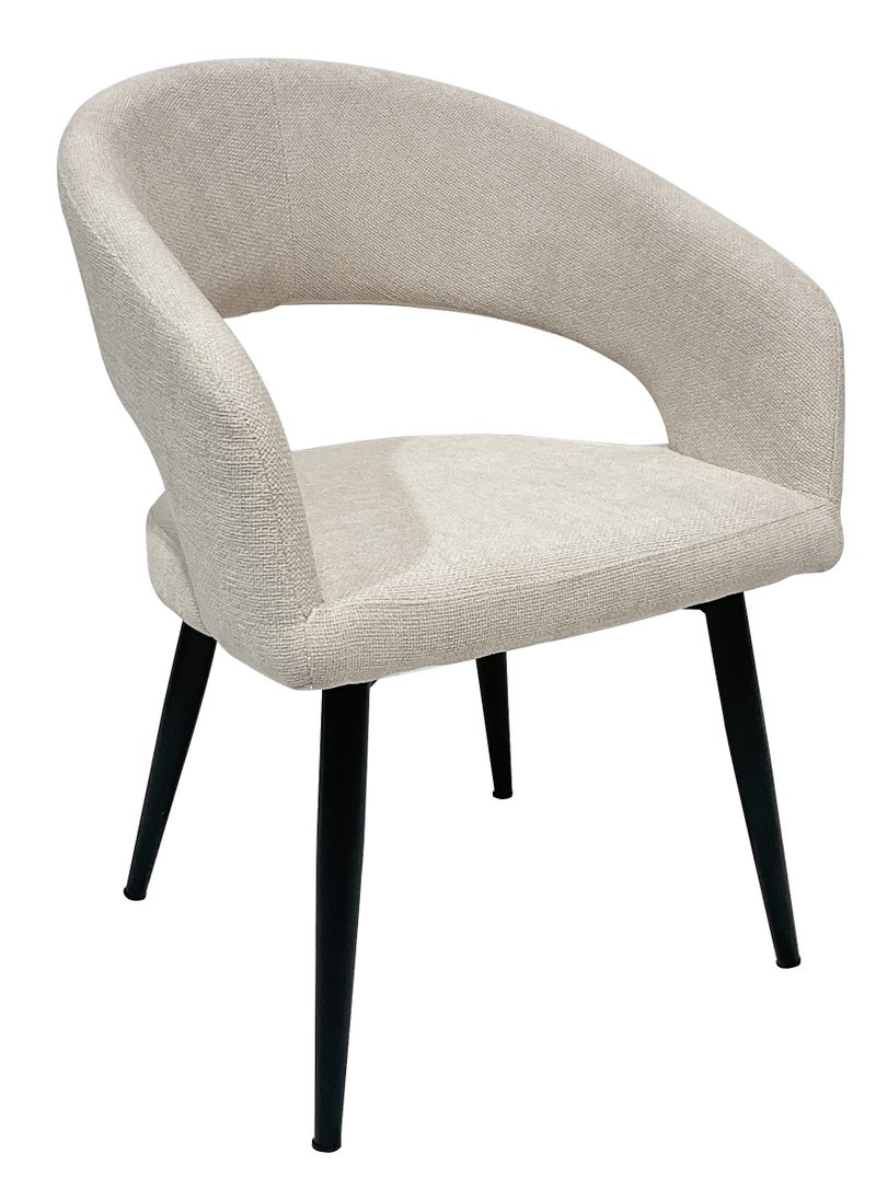 MAPLE HOME DECORATION Maple Home Dining Chair Fabric Hollow Back Open Armrest Cushioned Seat Black Sturdy Metal Legs Modern Office Living Lounge Saloon Furniture  - Image 1