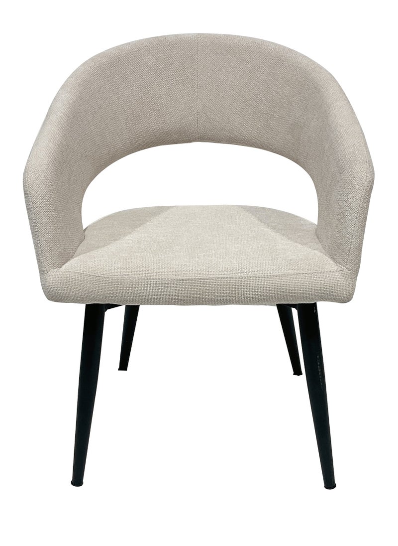 MAPLE HOME DECORATION Maple Home Dining Chair Fabric Hollow Back Open Armrest Cushioned Seat Black Sturdy Metal Legs Modern Office Living Lounge Saloon Furniture  - Image 2