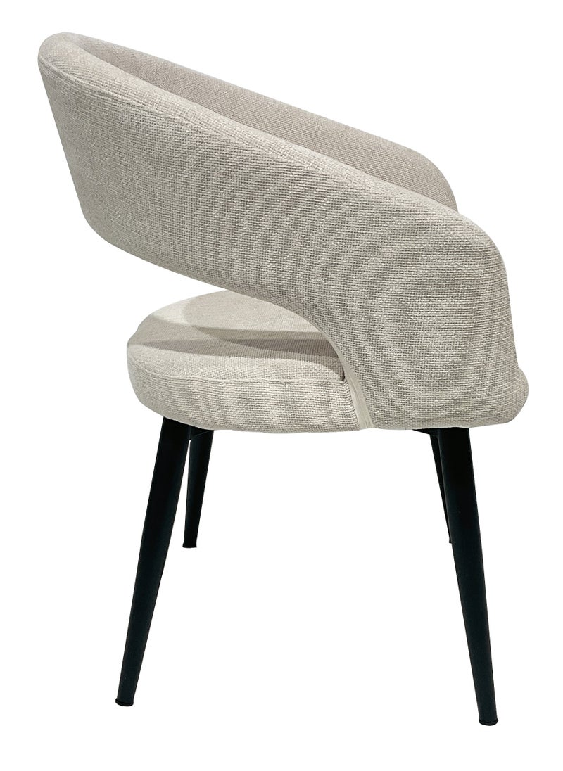 MAPLE HOME DECORATION Maple Home Dining Chair Fabric Hollow Back Open Armrest Cushioned Seat Black Sturdy Metal Legs Modern Office Living Lounge Saloon Furniture  - Image 3