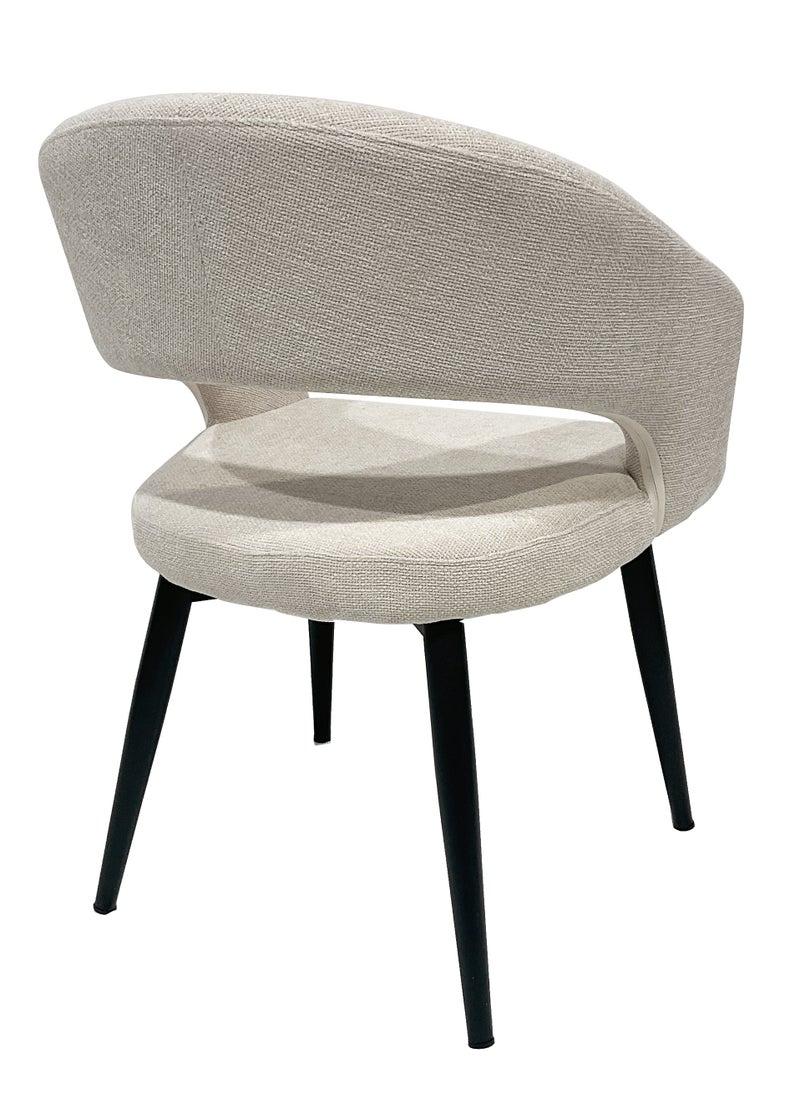 MAPLE HOME DECORATION Maple Home Dining Chair Fabric Hollow Back Open Armrest Cushioned Seat Black Sturdy Metal Legs Modern Office Living Lounge Saloon Furniture  - Image 4