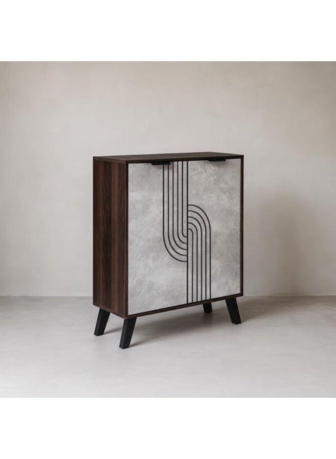 بيتي خزانة أحذية 4 أدوار خشب ماليزي – لون بني غامق ورصاصي - Image 1