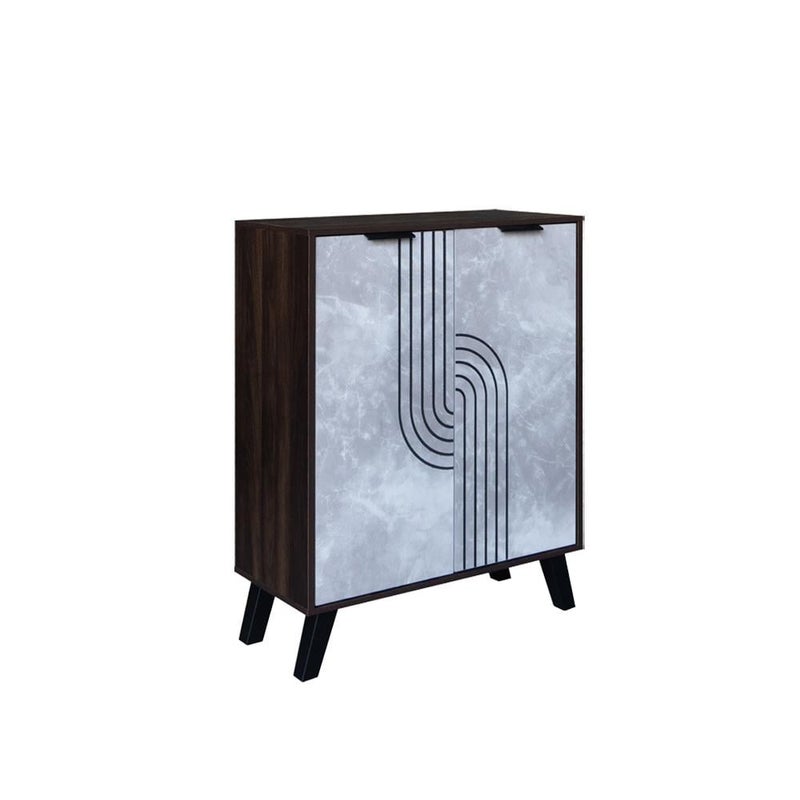 بيتي خزانة أحذية 4 أدوار خشب ماليزي – لون بني غامق ورصاصي - Image 2