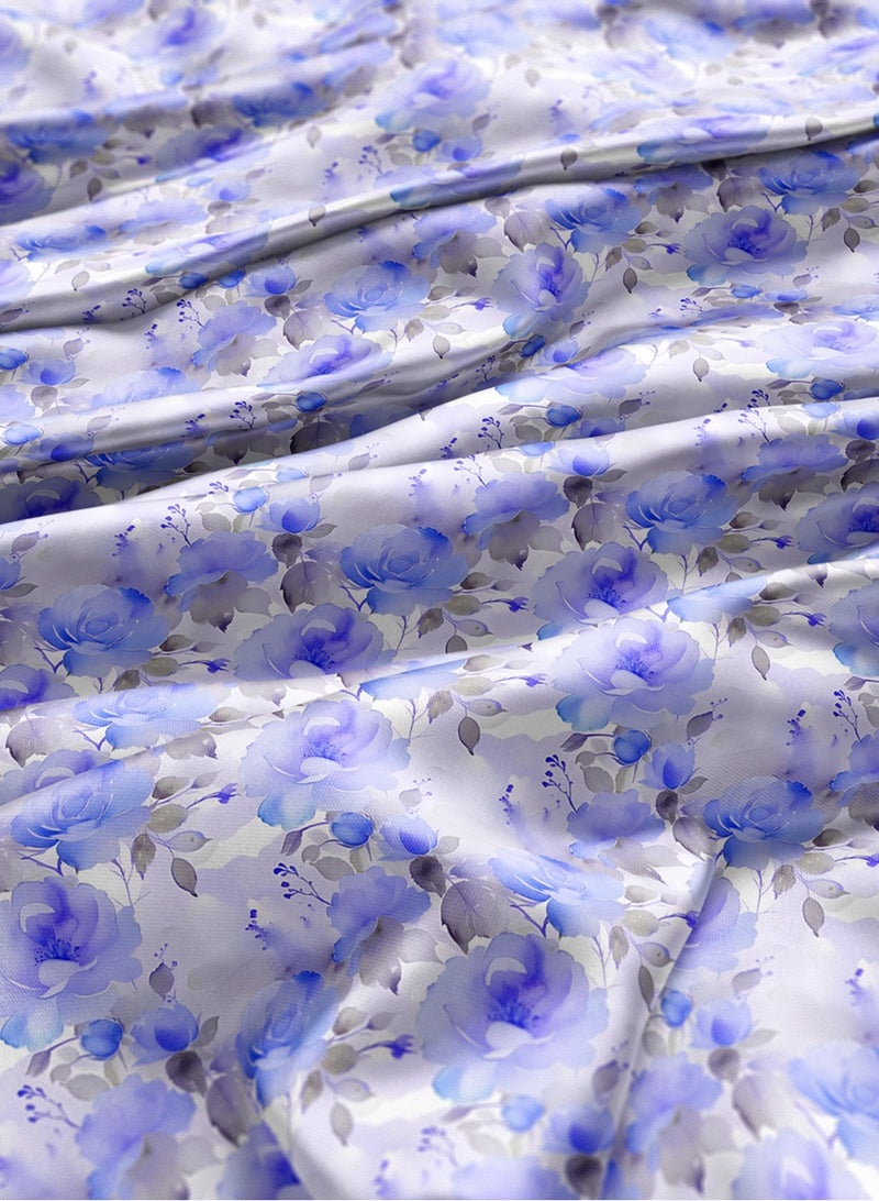 فيلاتو Ø¬Ù„Ø§Ø¨ÙŠØ© Ù…Ø®ÙˆÙŠØ± Ø¨ØªØµÙ…ÙŠÙ… Ø²Ù‡ÙˆØ± Ø£Ø²Ø±Ù‚ Ø¨Ù†Ù�Ø³Ø¬ÙŠ Ù…Ù† Ù‚Ù…Ø§Ø´ Ø­Ø±ÙŠØ± Ø§Ù„Ù„ÙŠÙ„ Ø¹Ø±Ø§Ù…Ù†ÙŠ Ø¨Ø§Ù„ÙŠØ§Ø±Ø¯Ø©ØŒ Ø¹Ø±Ø¶ 58 Ø¨ÙˆØµØ© - Image 3