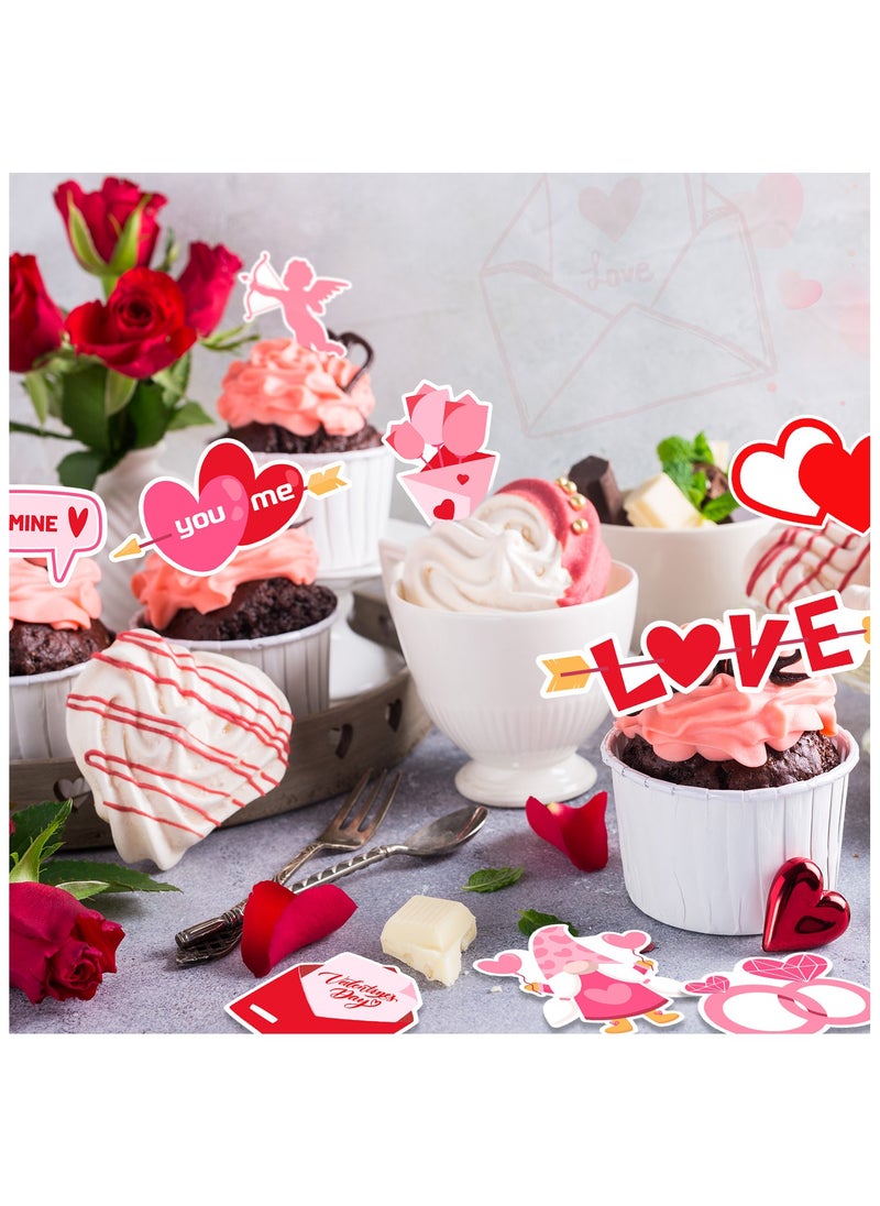 FRUITFUL PARTY - Valentine Day Cake Topper, 20 Pcs Happy Valentine's Day Cupcake Toppers/Valentine Cupcake Toppers & 1 Pcs Valentine's Day Cake Toppers/Valentine's Day Cake Decoration for Valentines Day Decorations - Image 1