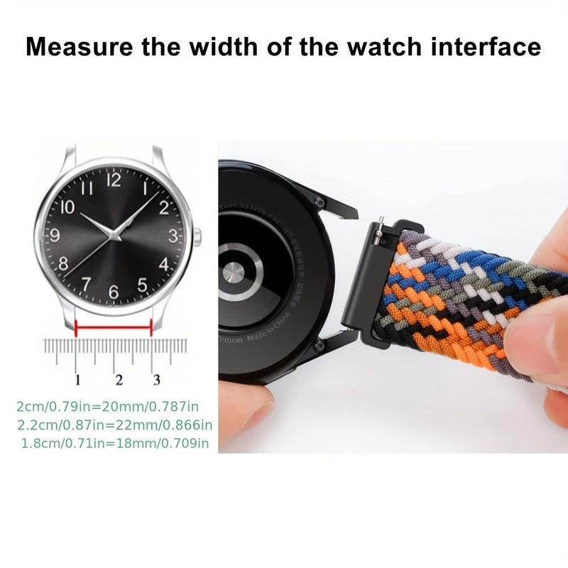 20mm Mixed Color 12 Nylon Braided Stretch Watch Bands Compatible with Garmin Forerunner And Vivoactive Watches - Image 3